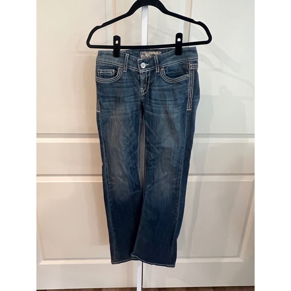 BKE Sabrina Flare Jeans Womens 26R Medium Wash Blue Denim Low Rise - Picture 2 of 9